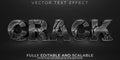 Editable text effect crack, 3d break and quake font style