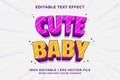 Editable text effect - Cute Baby 3d Cartoon template style premium vector Royalty Free Stock Photo