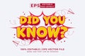 Editable text effect Did You Know 3d cartoon template style premium vector Royalty Free Stock Photo