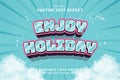 Editable text effect Enjoy Holiday 3d cartoon template style premium vector
