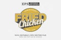 Editable text effect Fried Chicken 3d logo cartoon template style premium vector Royalty Free Stock Photo