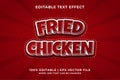 Editable text effect - Fried Chicken 3d template style premium vector Royalty Free Stock Photo