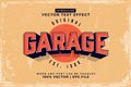 Editable text effect Garage Vintage 3d template style premium vector