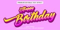 Editable text effect happy birthday