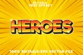 Editable text effect heroes with new super comic style Royalty Free Stock Photo