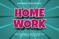 Editable text effect - Home Work 3d template style premium vector Royalty Free Stock Photo