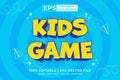 Editable text effect - kids game 3d cartoon template style premium vector Royalty Free Stock Photo