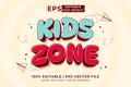 Editable text effect Kids Zone 3d Cartoon cute style premium vector