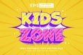 Editable text effect kids zone 3d cartoon template style premium vector Royalty Free Stock Photo