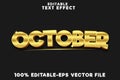 Editable text effect October with new luxury gold style Royalty Free Stock Photo