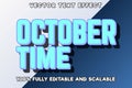 Editable text effect October time with new future modern glow style Royalty Free Stock Photo