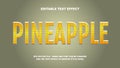 Editable Text Effect Pineapple 3D Vector Template Royalty Free Stock Photo