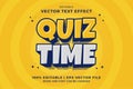 Editable text effect - Quiz Time 3d cartoon template style premium vector