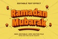 Editable text effect - Ramadan Mubarak 3d Traditional Cartoon template style premium vector Royalty Free Stock Photo