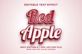 Editable text effect - Red Apple 3d template style premium vector