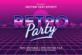 Editable text effect Retro Party 3d 80s template style premium vector