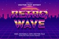 Editable text effect Retro Wave 3d 80s template style premium vector