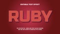 Editable Text Effect Ruby 3D Vector Template