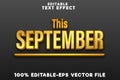Editable text effect this September with simple gold style