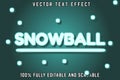 Editable text effect snowball with modern style