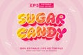 Editable text effect Sugar Candy 3d Cartoon cute style premium vector Royalty Free Stock Photo