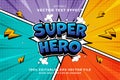 Editable text effect Super Hero 3d Cartoon Comic style premium vector Royalty Free Stock Photo