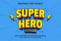 Editable text effect Super Hero 3d Traditional Cartoon template style premium vector Royalty Free Stock Photo