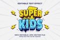 Editable text effect - Super Kids 3d Cartoon template style premium vector Royalty Free Stock Photo