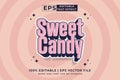 Editable text effect Sweet Candy 3d Cartoon Cute template style premium vector Royalty Free Stock Photo