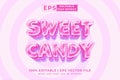 Editable text effect Sweet Candy 3d cartoon template style premium vector Royalty Free Stock Photo