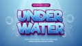 under water editable text effect cartoon style 3d template on deep sea background Royalty Free Stock Photo