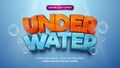 Editable text effect - under water cute cartoon style 3d template on deep sea background