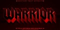Editable text effect warrior, 3d battle and combat font style Royalty Free Stock Photo