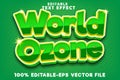 Editable text effect world ozone with modern comic style