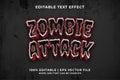 Editable text effect - Zombie Attack 3d template style premium vector