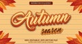 Editable text style effect - autumn text with leaves illustration