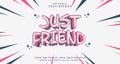 Editable text style effect - Just Friend text style theme Royalty Free Stock Photo