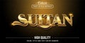 Editable text style effect - Sultan with Golden text style theme