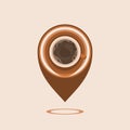 Top View a Cup of Coffee as Location Pointer Vector Illustration Royalty Free Stock Photo