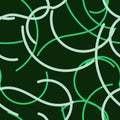 Green Curved Lines Vector With Dark Background Seamless Pattern