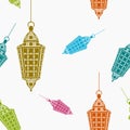 Hanging Arab Lamp Vector Illustration Seamless Pattern Royalty Free Stock Photo