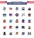 Editable Vector Flat Filled Line Pack of USA Day 25 Simple Flat Filled Lines of independence; holiday; star; drum; flag Royalty Free Stock Photo