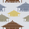 Traditional Japanese House Vector Illustration Seamless Pattern Royalty Free Stock Photo