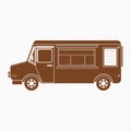 Monochrome Food Truck With Menu Board Vector Illustration