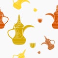 Dallah Coffee Pot and Finjan Cup Vector Illustration Seamless Pattern Royalty Free Stock Photo