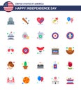 Editable Vector Flat Pack of USA Day 25 Simple Flats of balloons; fireworks; usa; festivity; flag