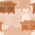 Front View Korean House Vector Illustration Seamless Pattern Royalty Free Stock Photo