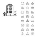 Modern structure and architecture outline icon pack for city building illustration Royalty Free Stock Photo