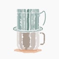 Vietnamese Drip Coffee in Brush Strokes Style Vector Illustration