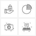 4 Editable Vector Line Icons and Modern Symbols of bag, briefcase, shopping, chart, messages